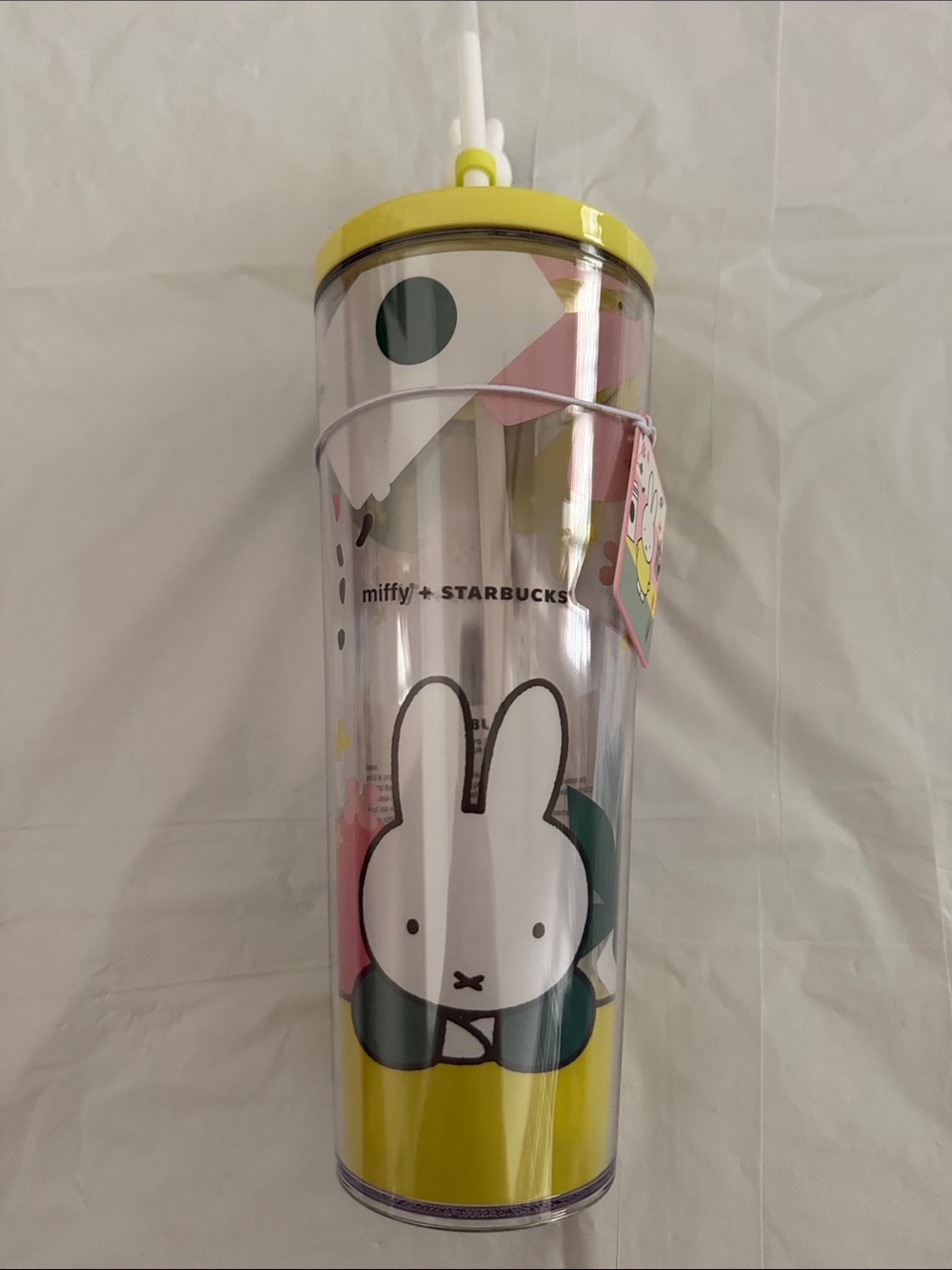 Starbucks Yellow Miffy Bunny Clear Tumbler